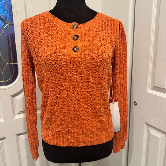 Urban Outfitters Tops - Urban Outfitters NWT Lumiere Orange Crew Neck Sweater Small Orange Longsleeve